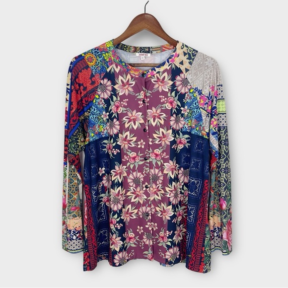 Johnny Was Tops Johnny Was Multicolor Floral Boho Snap Button Front